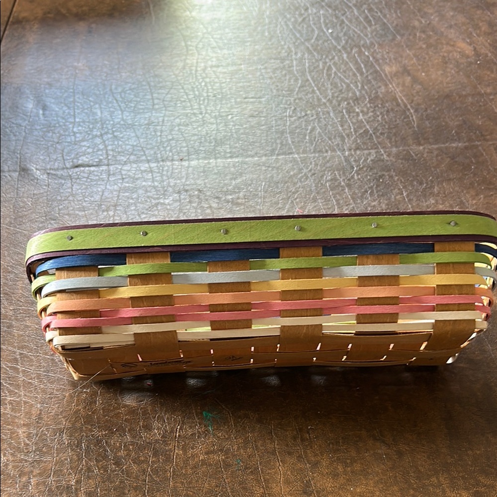 Longaberger Green and Blue Storage Baskets Woven Design